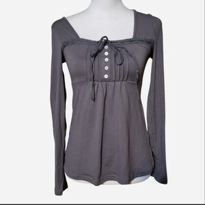 Babydoll Y2K 00s 90s Tie Button Front Pleated Top Bella Swan Grunge